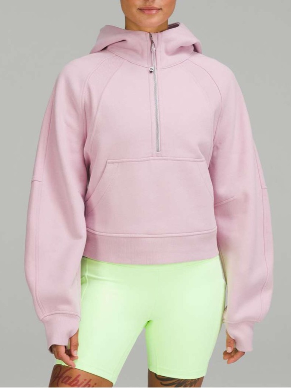 Lululemon Scuba Oversized Half Zip Cropped Hoodie Pink Peony Size M/L